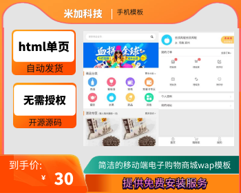 简洁的移动端电子购物商城wap模板