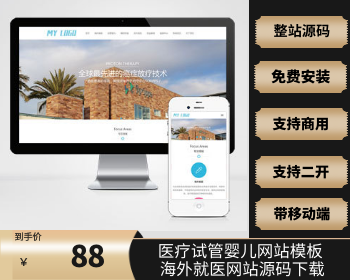 【升级版】自适应手机端医疗试管婴儿网站pbootcms模板 海外就医网站源码下载