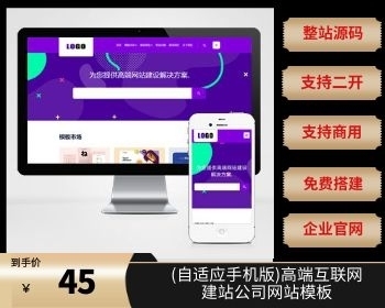 (自适应手机版)高端互联网建站公司网站模板