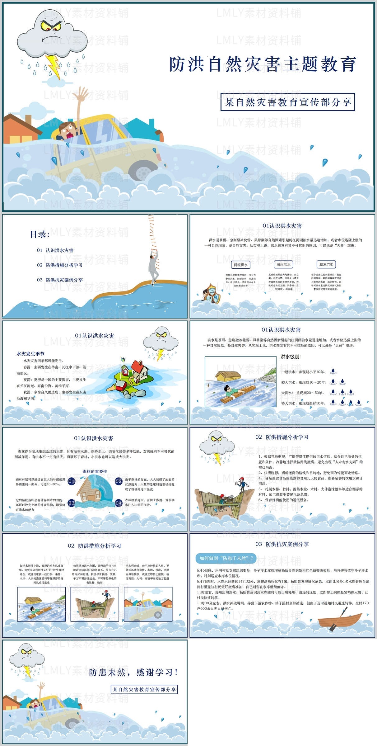 防汛自然灾害教育ppt模板