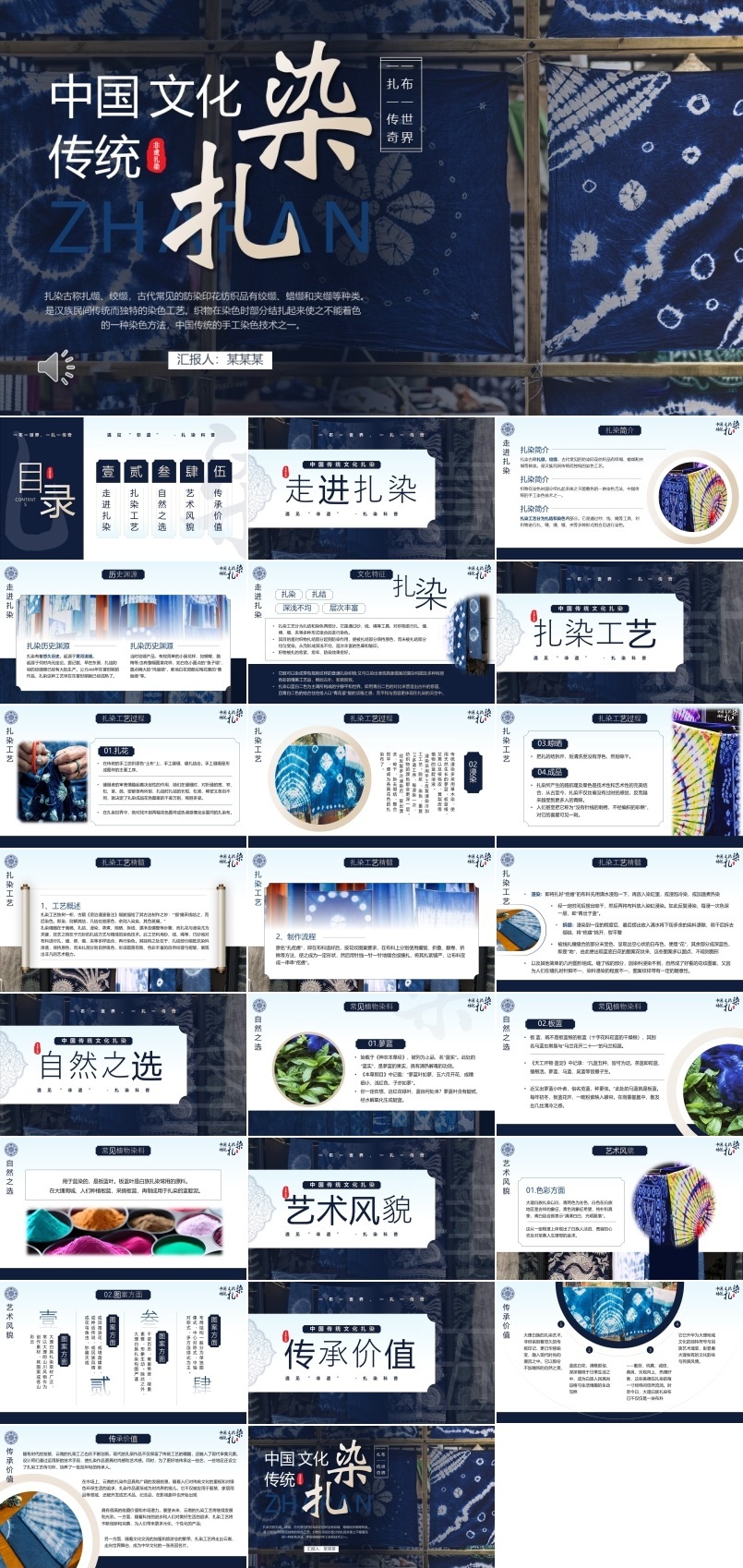 非遗扎染文化动态PPT含讲稿